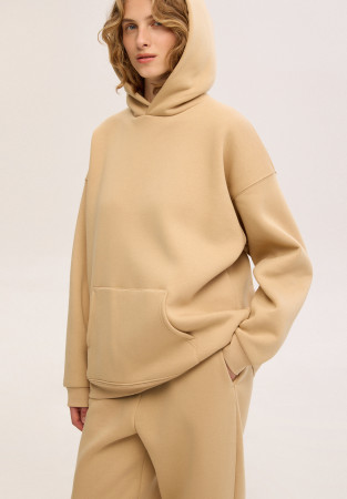 Irish cream (beige) color three-thread insulated hoodie  Irish cream (beige) color three-thread insulated hoodie